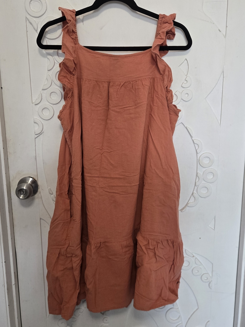 Universal Thread Ruffle-Shoulder Button Front Dress in Rust - Picture 9 of 11